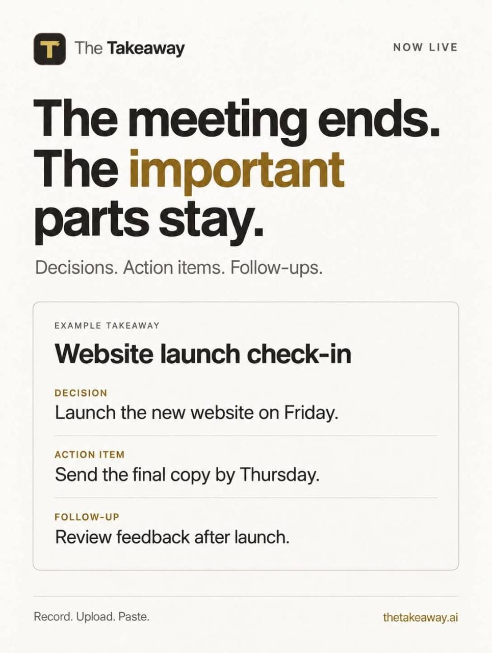 The Takeaway — product preview